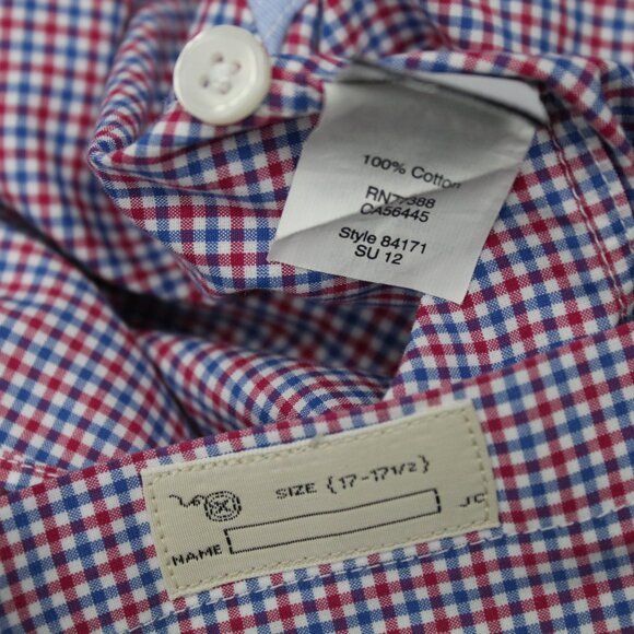 J. Crew Shirt Mens XL,  17-17 1/2 Red/Blue Checkered 2 Ply 100% Cotton L/S - Picture 8 of 12